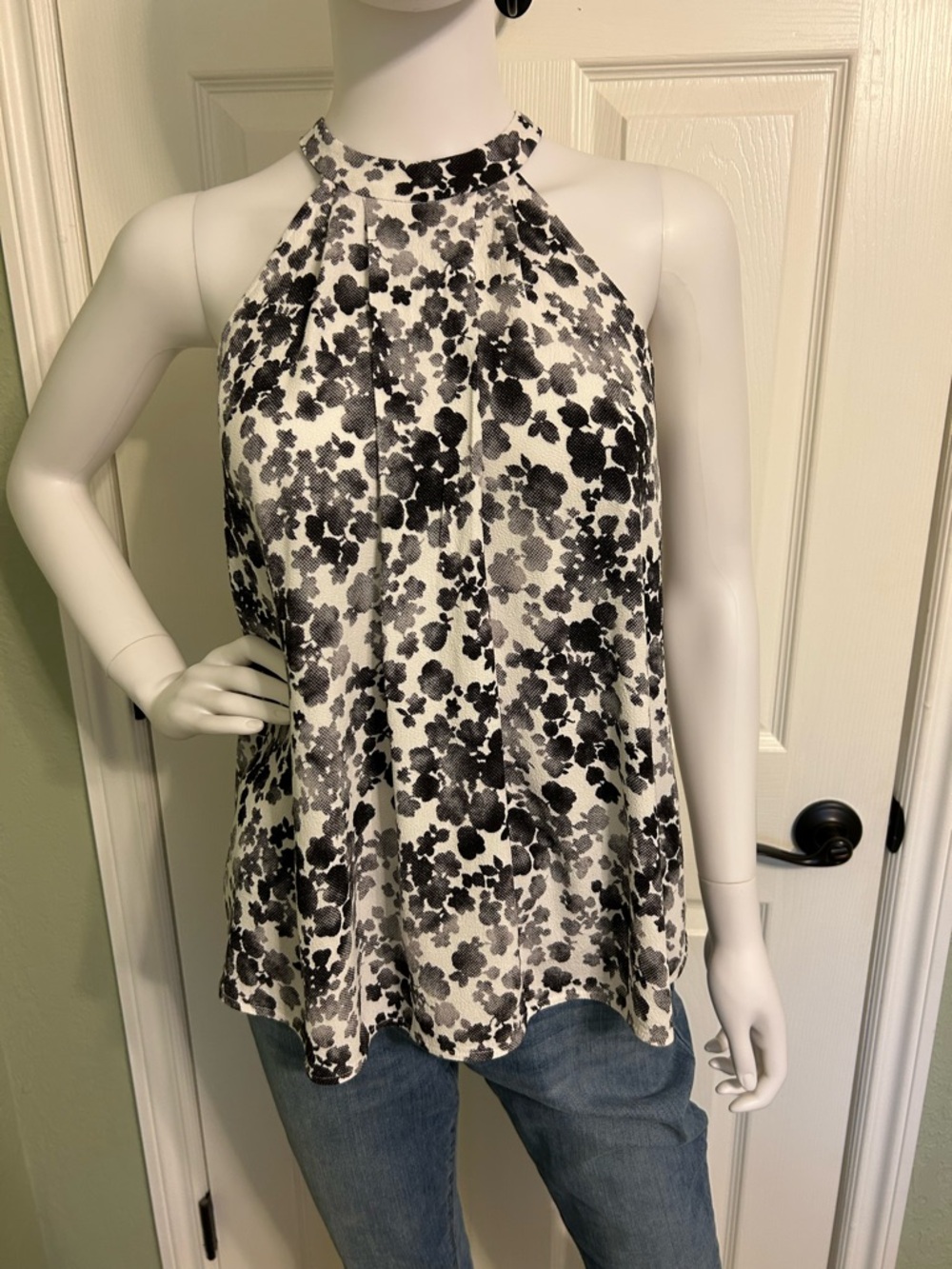 MICHAEL Michael Kors Black & White Floral Halter Camisole